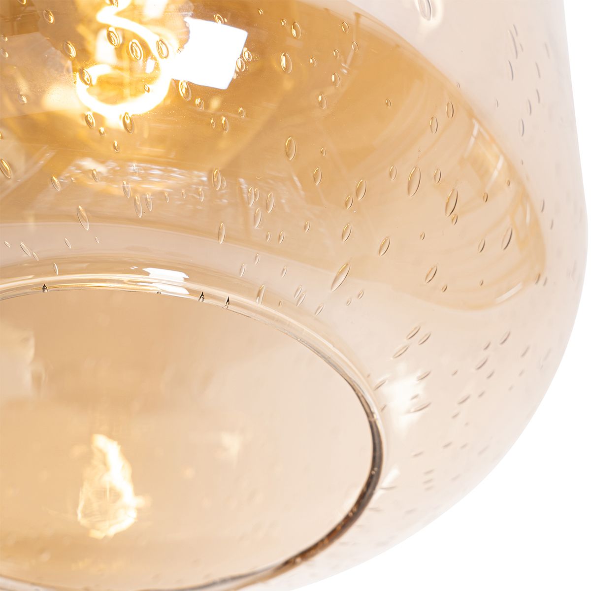 Smart plafondlamp messing en amber glas incl. Wifi G95 - Zuzanna