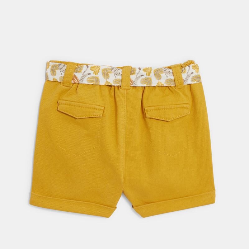 Short coton fantaisie jaune ocre bébé fille Jaune