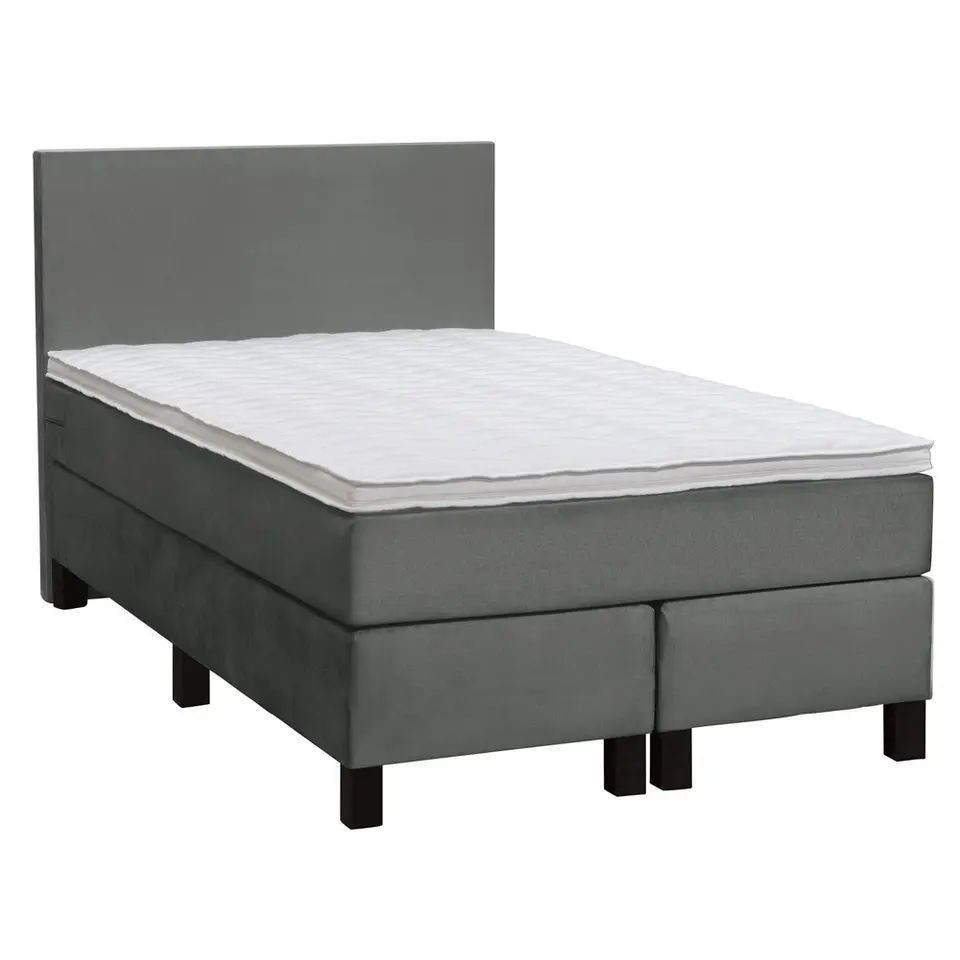 Boxspring Liv egaal - grijs - 120x200 cm - vierkante poot