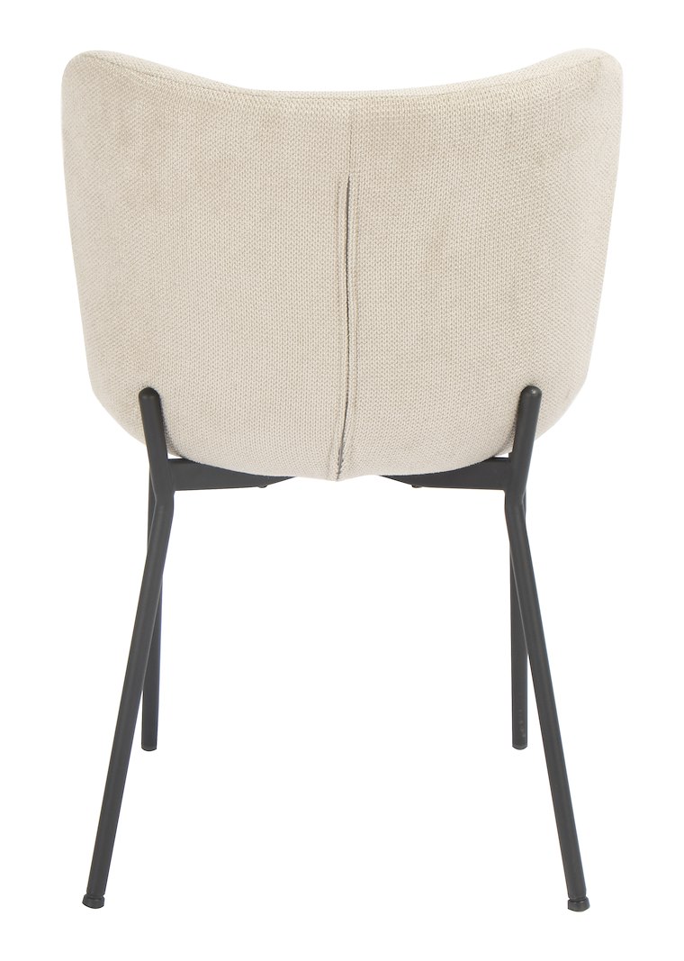 Corinne spisestol i tekstil Vardo 28 beige med Sortlakkerte stålben