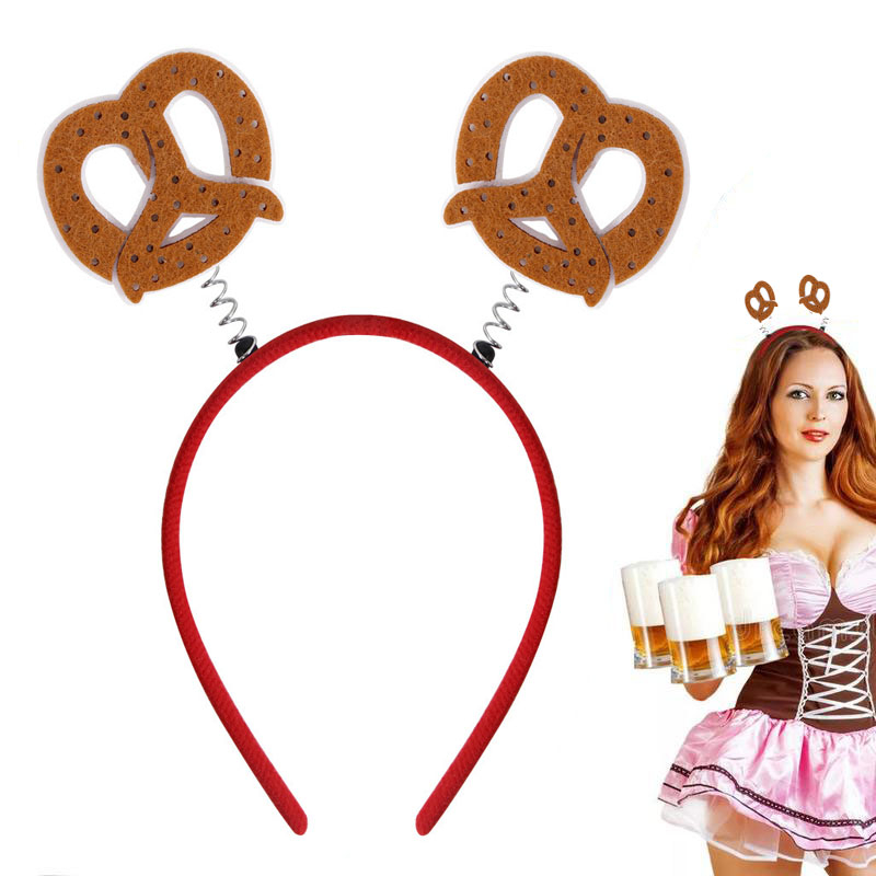 Bretzel Haarreif Oktoberfest Kostüm Zubehör Motto Party Accessoire Fasnachts Foto Requisite - Rot / Braun