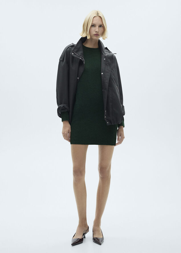 MANGO Knit shift dress Green