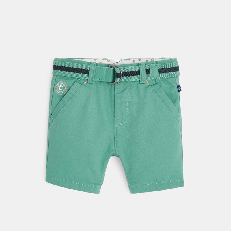 Short toile et ceinture rayée vert bébé garçon Vert