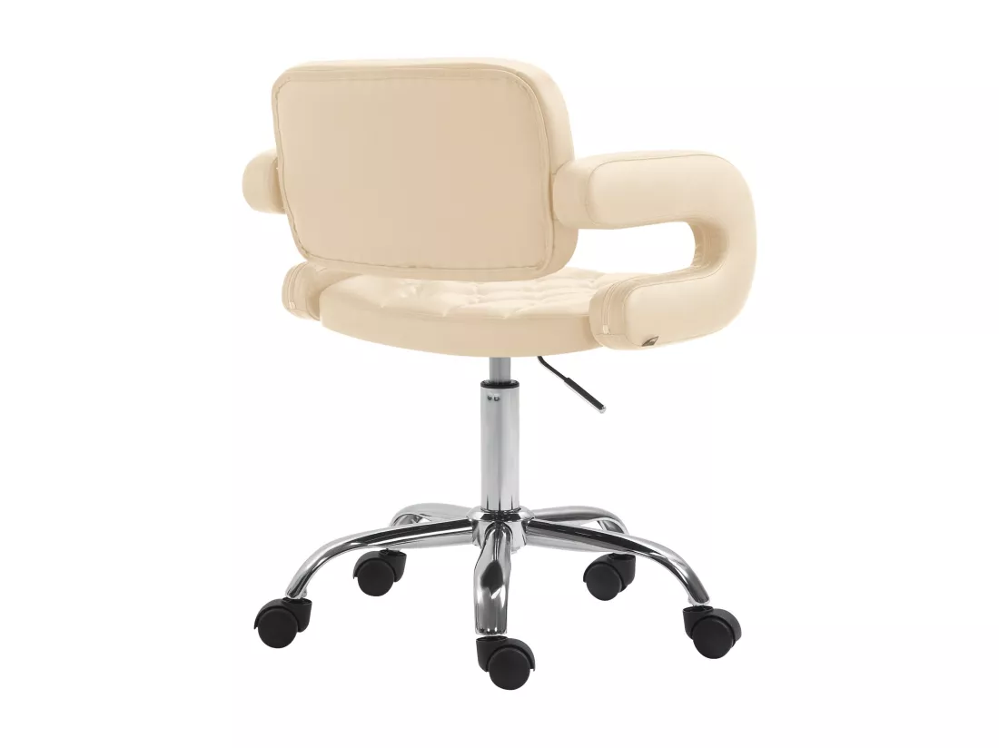 Chaise de bureau - Similicuir & Métal chromé - Crème - Dublin