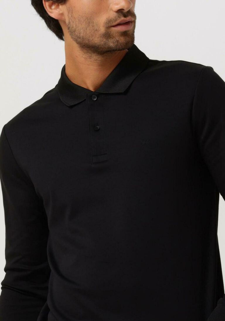 CALVIN KLEIN zwarte calvin klein polo smooth cotton slim ls polo