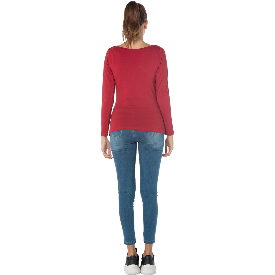 M.M.C. Umstandslangarmshirt Winke Winke mit Motiv Weinrot