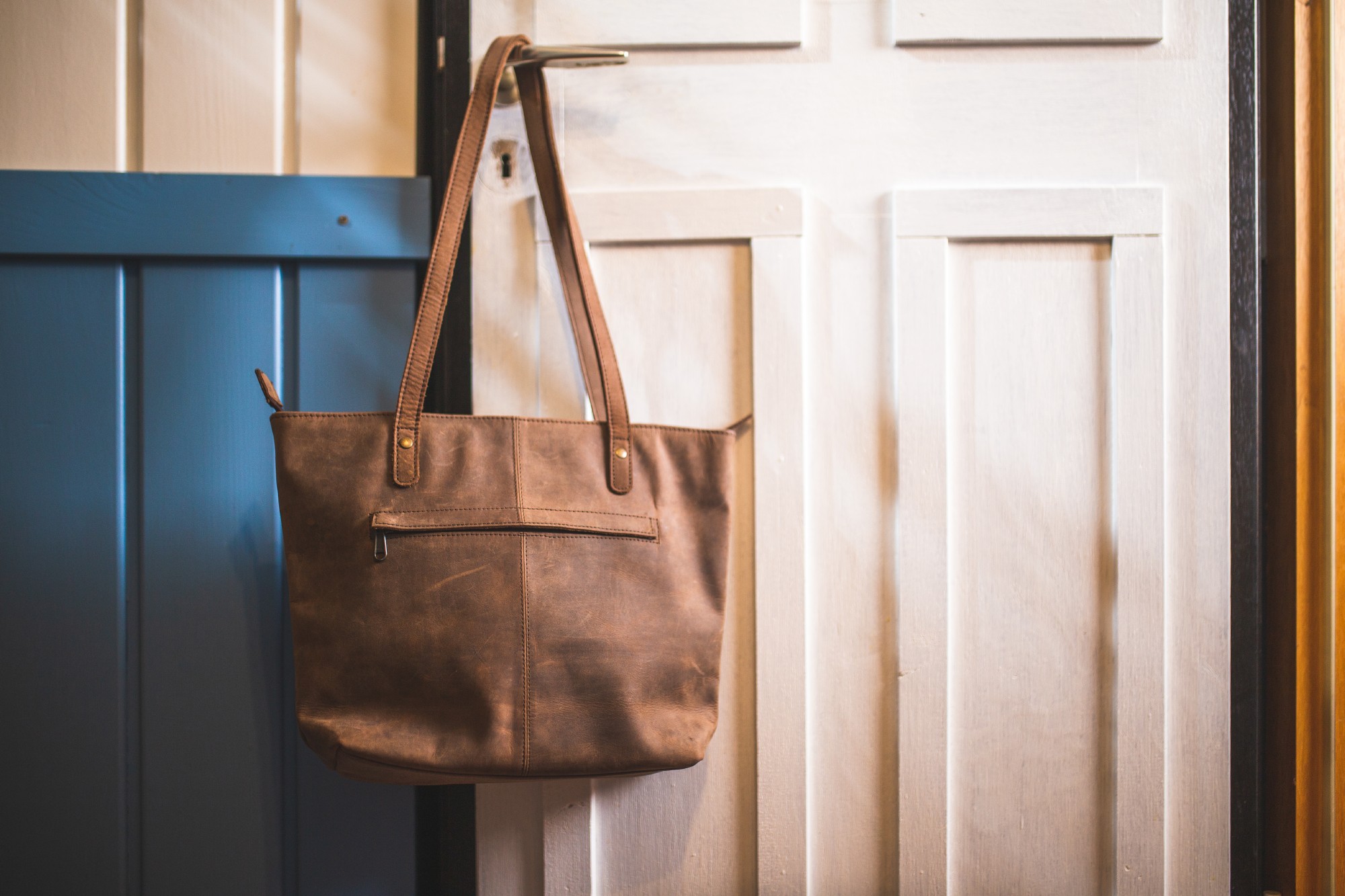 Shopper aus Büffelleder, braun, B 38 cm, H 30 cm, L 9 cm günstig bestellen