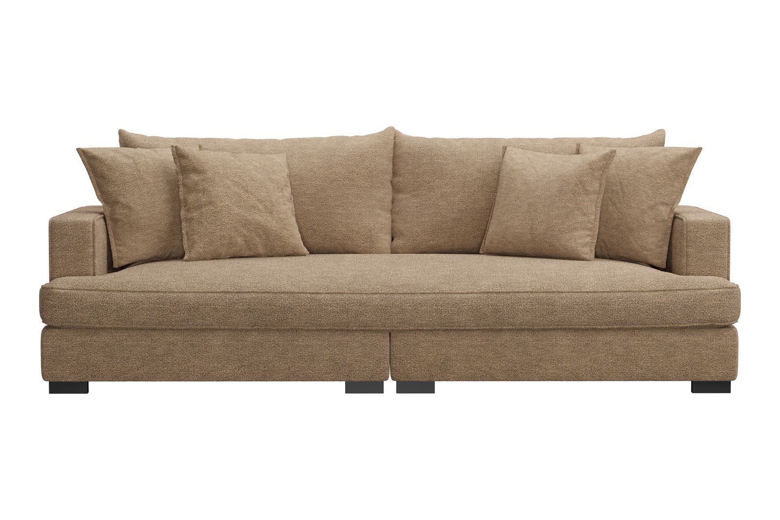 Rossi Lux 3-seter sofa (1 setepute) Tekstil Beatto 1012 Brown, arm A med sorte ben. Lux Komfort.