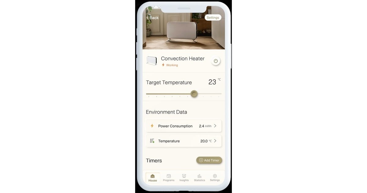 MillWiFi convectorkachel CO1500MAXWIFI3  (Wit/zwart, 1500 watt, Wifi + App Control)