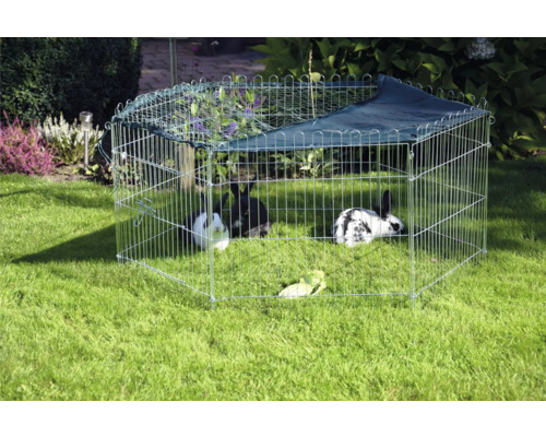 Zeshoekige buitenomheining met beschermnet, 123x106x60 cm, zilver