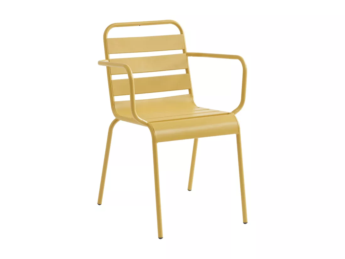 Lot de 2 fauteuils de jardin empilables en métal - Jaune moutarde - MIRMANDE de MYLIA