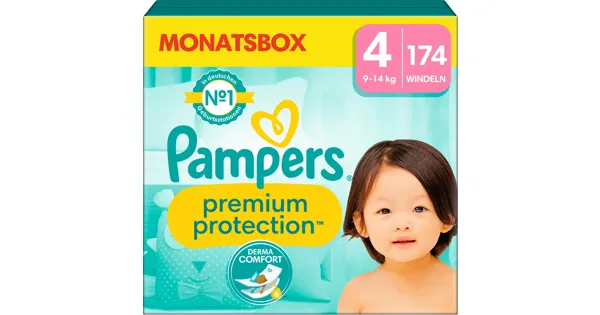 Pampers Premium Protection Grösse 4 Monatsbox 174 Windeln