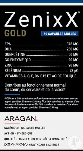 ixX Pharma ZenixX Gold Cœur Cerveau & Vision Oméga-3 EPA & DHA 60 Capsules