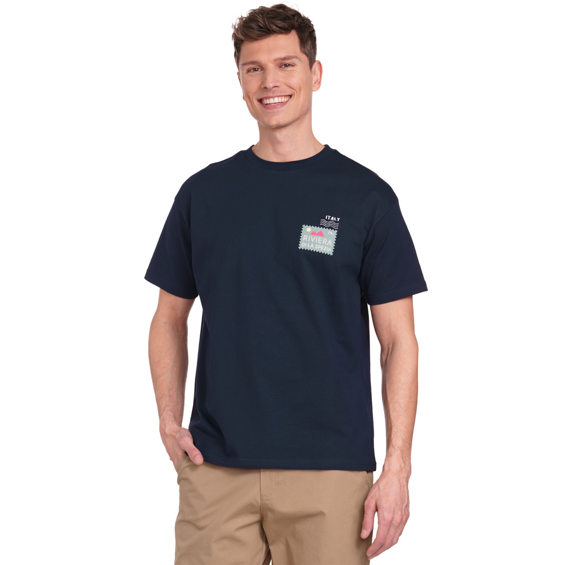 Jonas Nielsen Herren T-Shirt mit Backprint dunkelblau