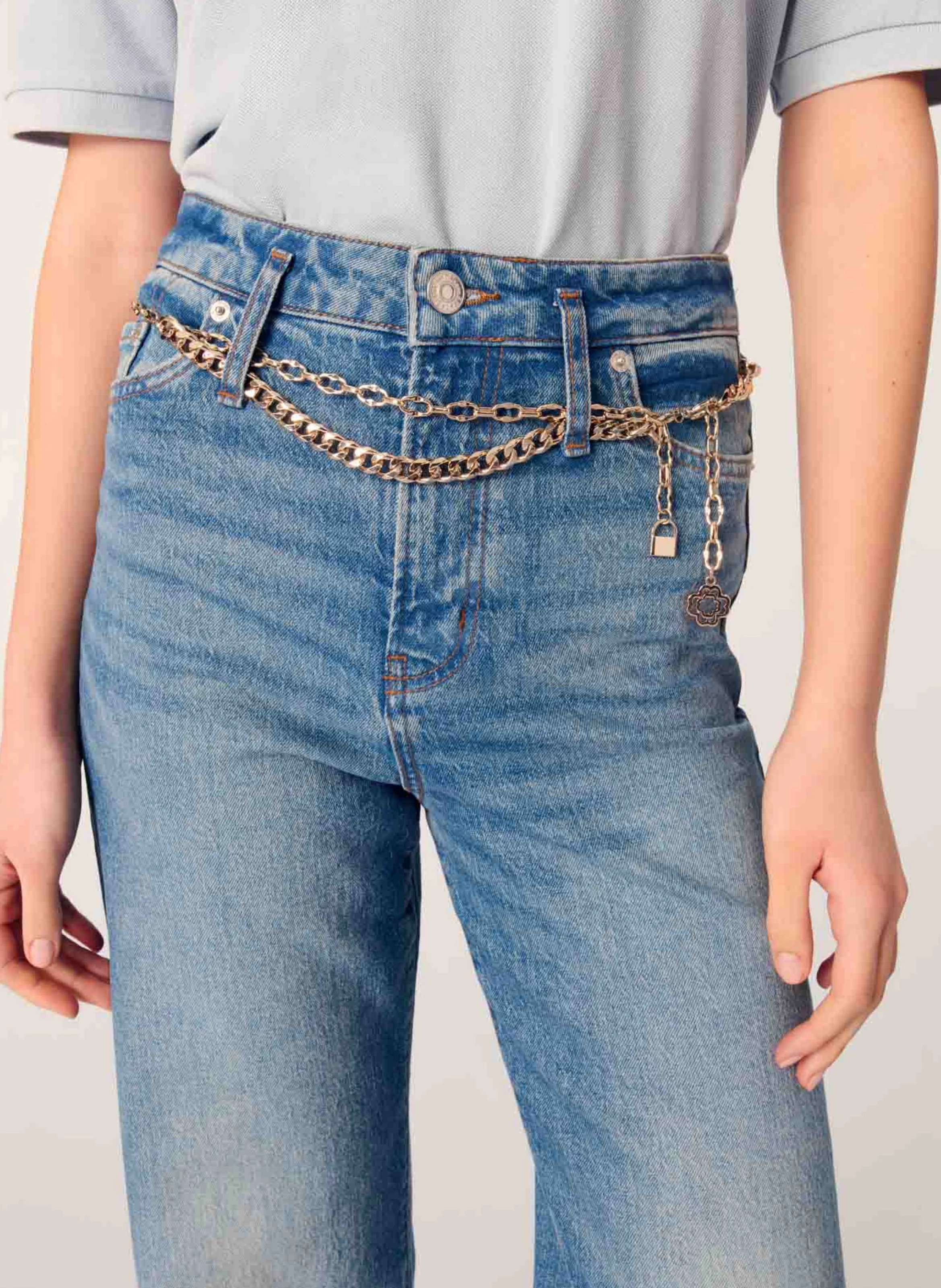 Jean large en denim de coton | Bleu