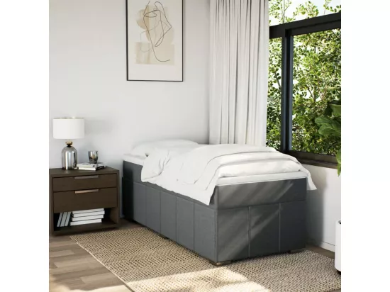 Sommier à lattes de lit et matelas Gris foncé 90x190 cm Tissu