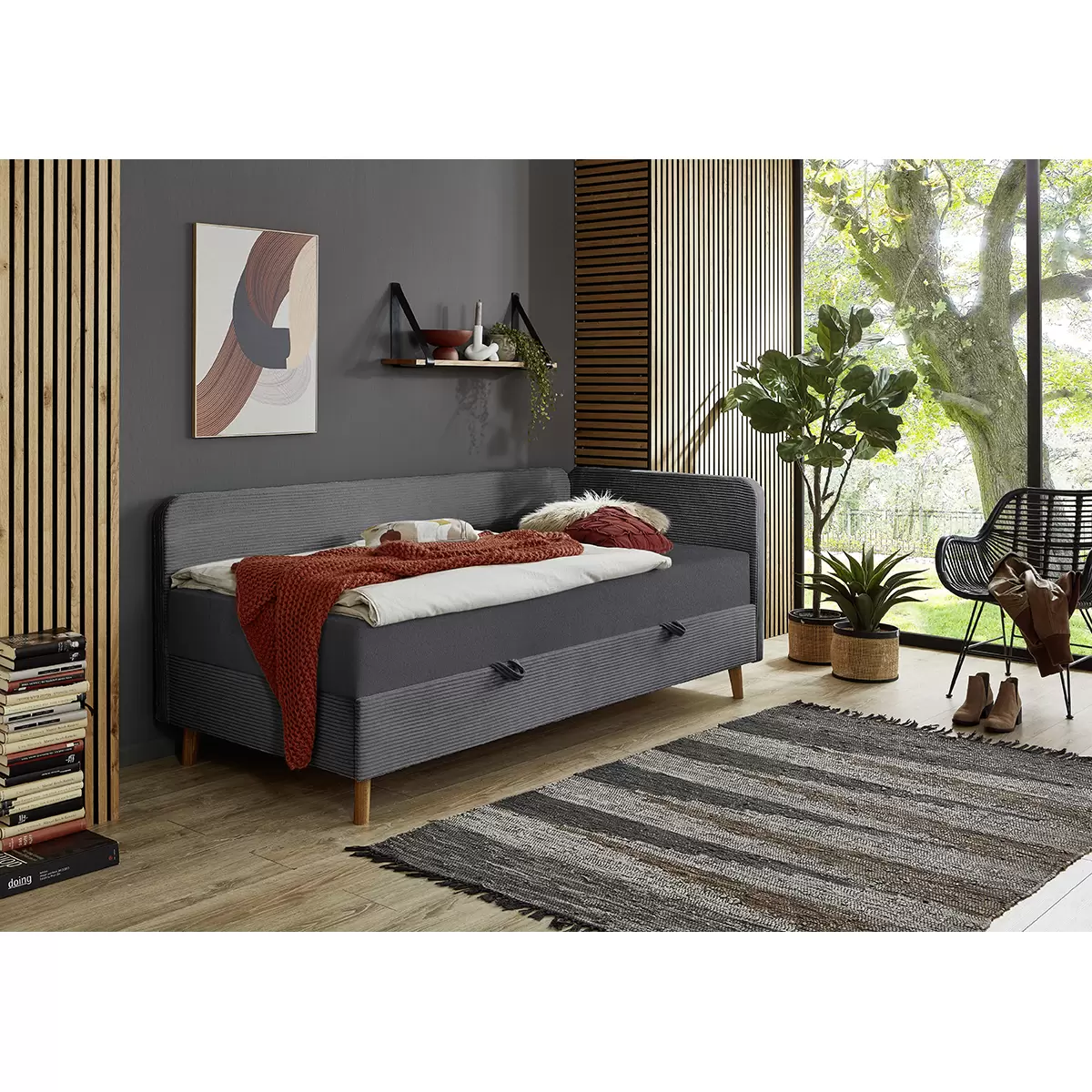 Polsterliege Cabana 90x200 Dunkelgrau