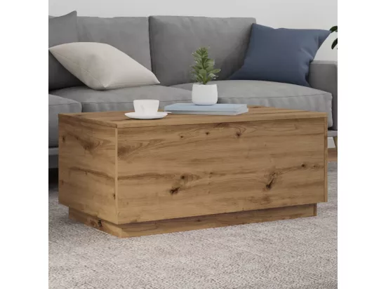 Table basse avec lumières LED chêne artisanal 90x50x40 cm