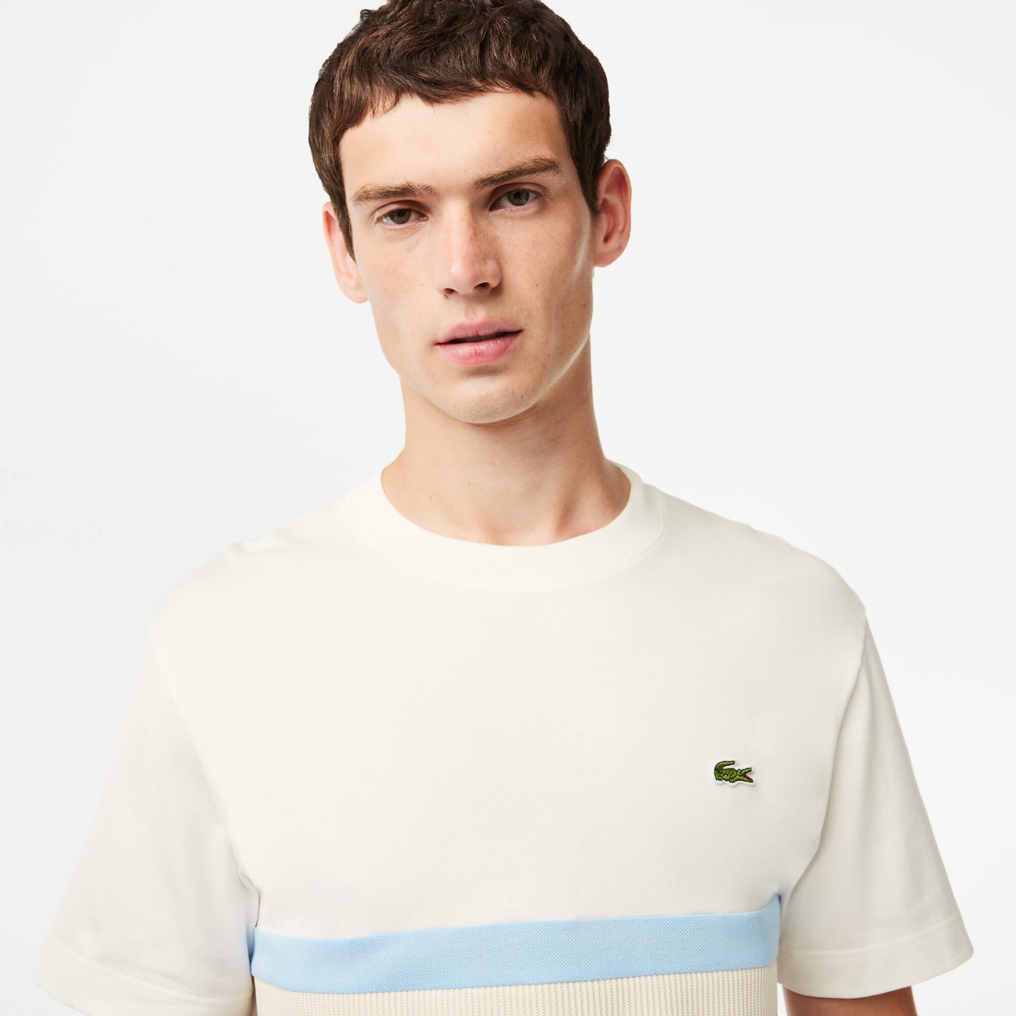 T-Shirt mit Kontraststreifen, in Frankreich hergestellt T-Shirts - Weiss - Lacoste - Herren