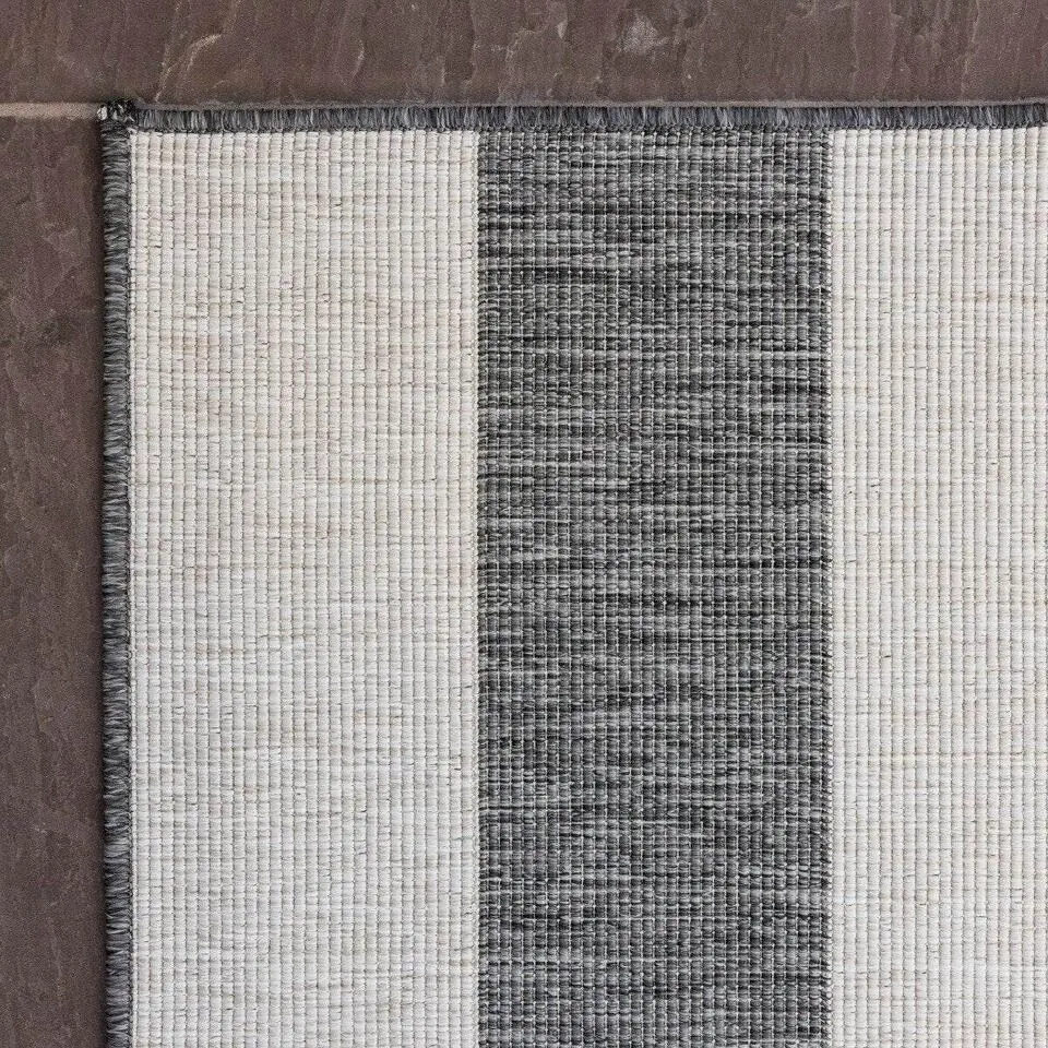 Interieur05 Buitenkleed Stripes Grijs/Wit dubbelzijdig - 230 x 160 cm