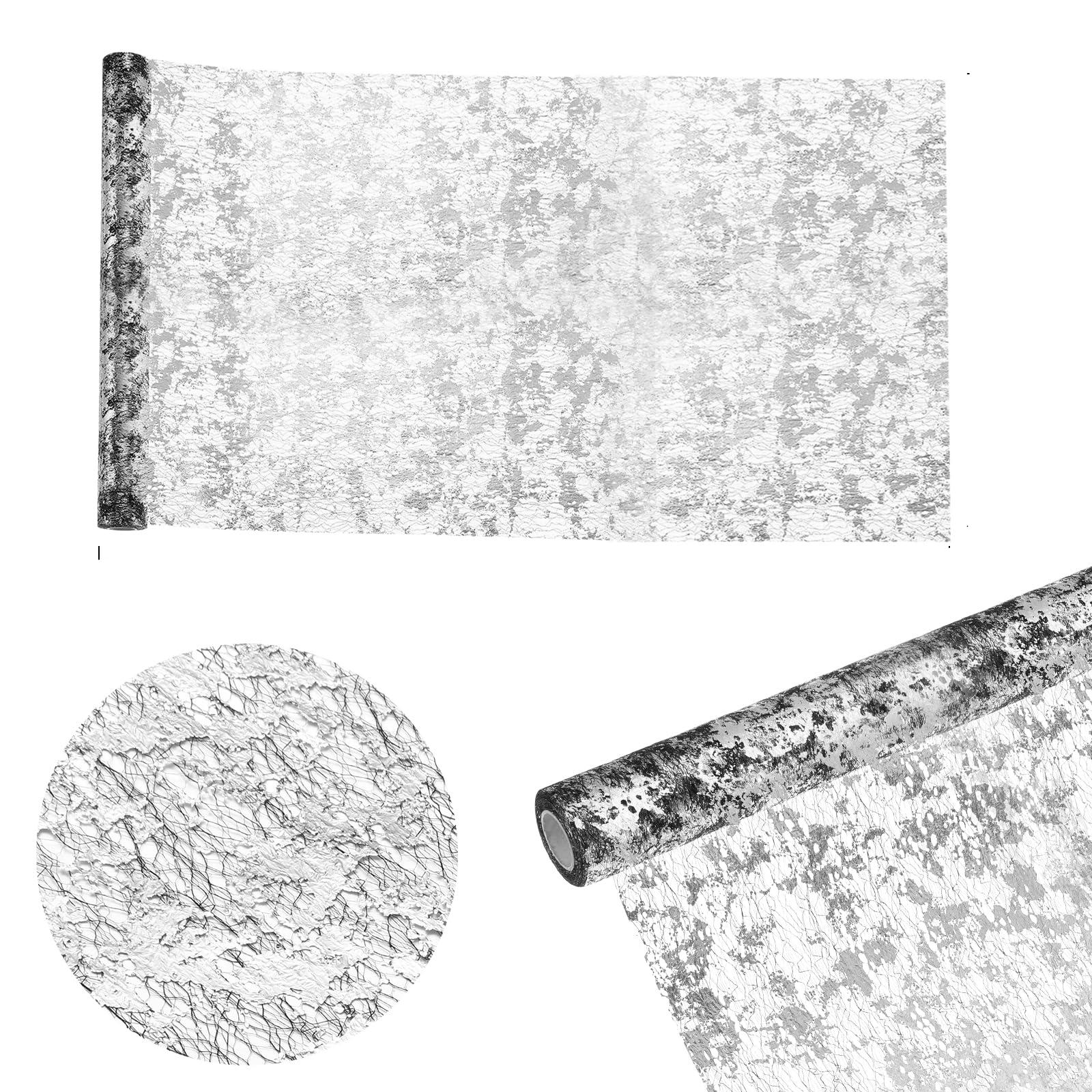 (5mx29cm) Metallic Tischläufer Glänzendes Party Deko Tischtuch Zuschneidbare Tischsets - Silber