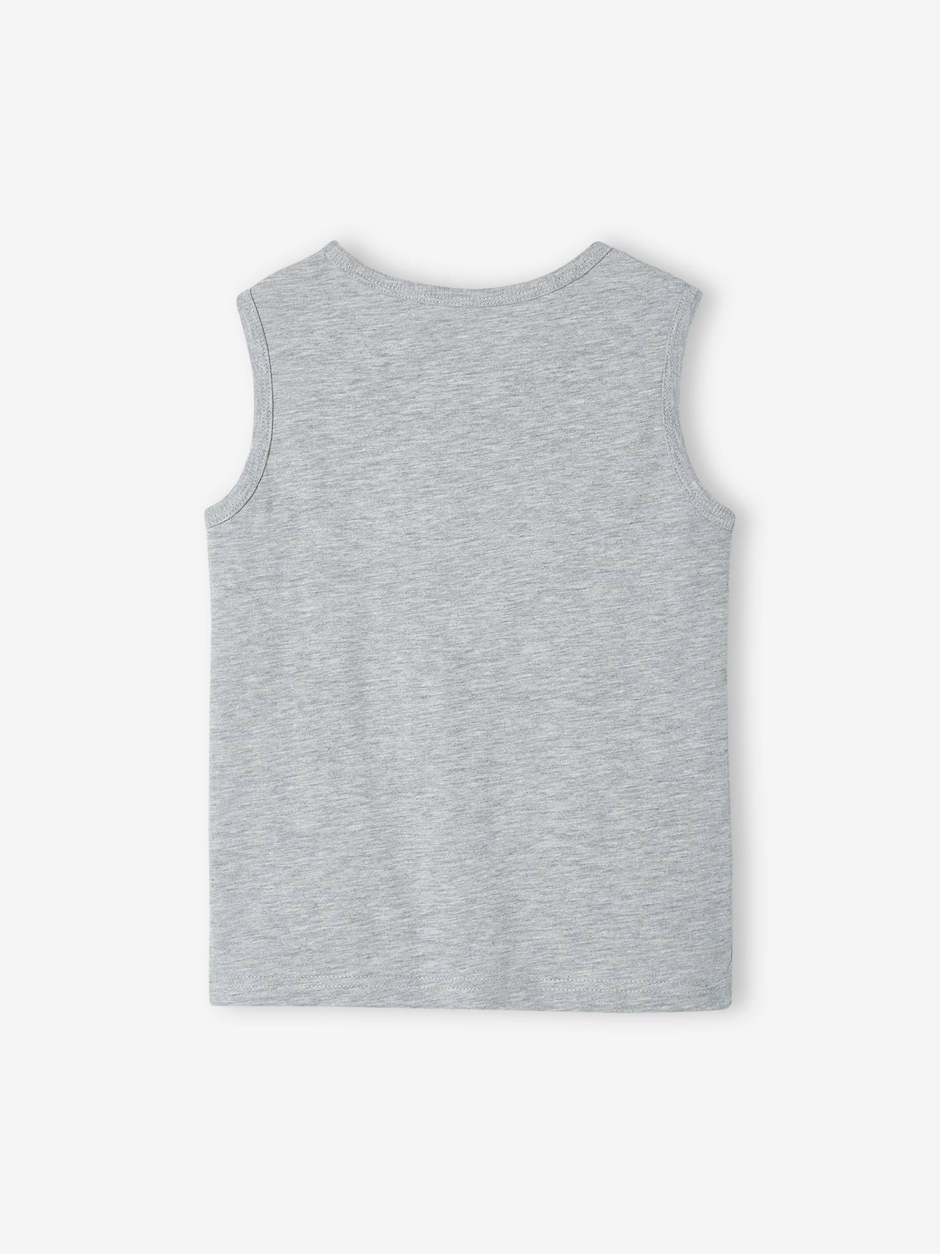 Camiseta regata cinza mescla para meninos
