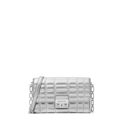 Michael Kors Tribeca Large Metallic Crossbody, Silver