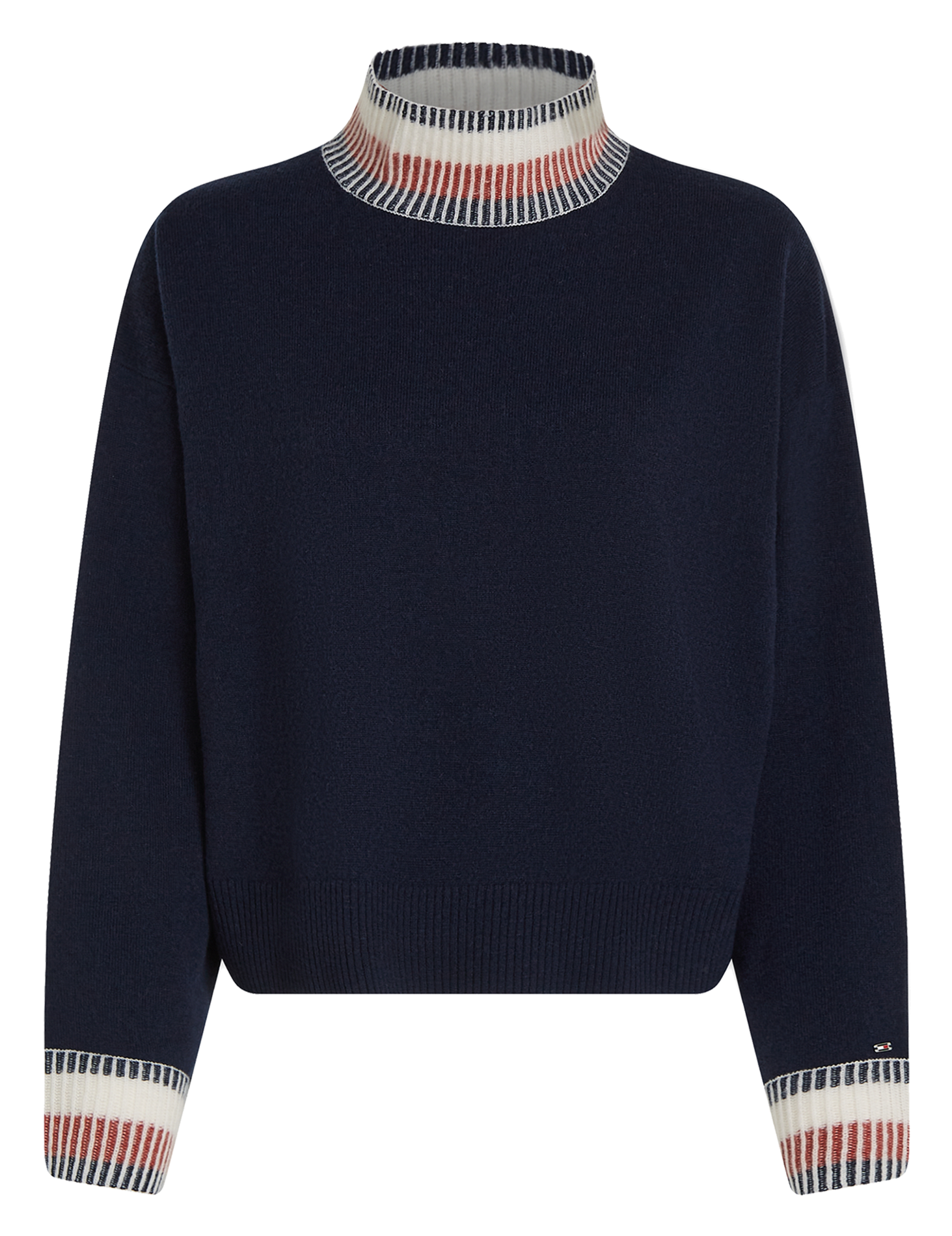 Pull ample col cheminé en laine recyclée et cachemire recyclé mélangé | Bleu