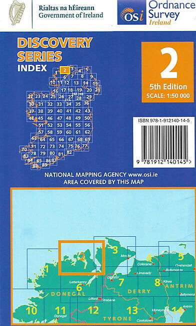 ORDNANCE SURVEY - 2 DONEGAL NORD CENTRE IRLANDE 1 50 000