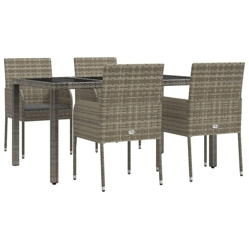 vidaXL - Tuinset - Grijs - Poly rattan - 150 cm - 5 stuks - Met kussens