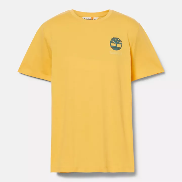 T-shirt à motif dans le dos pour homme en jaune
