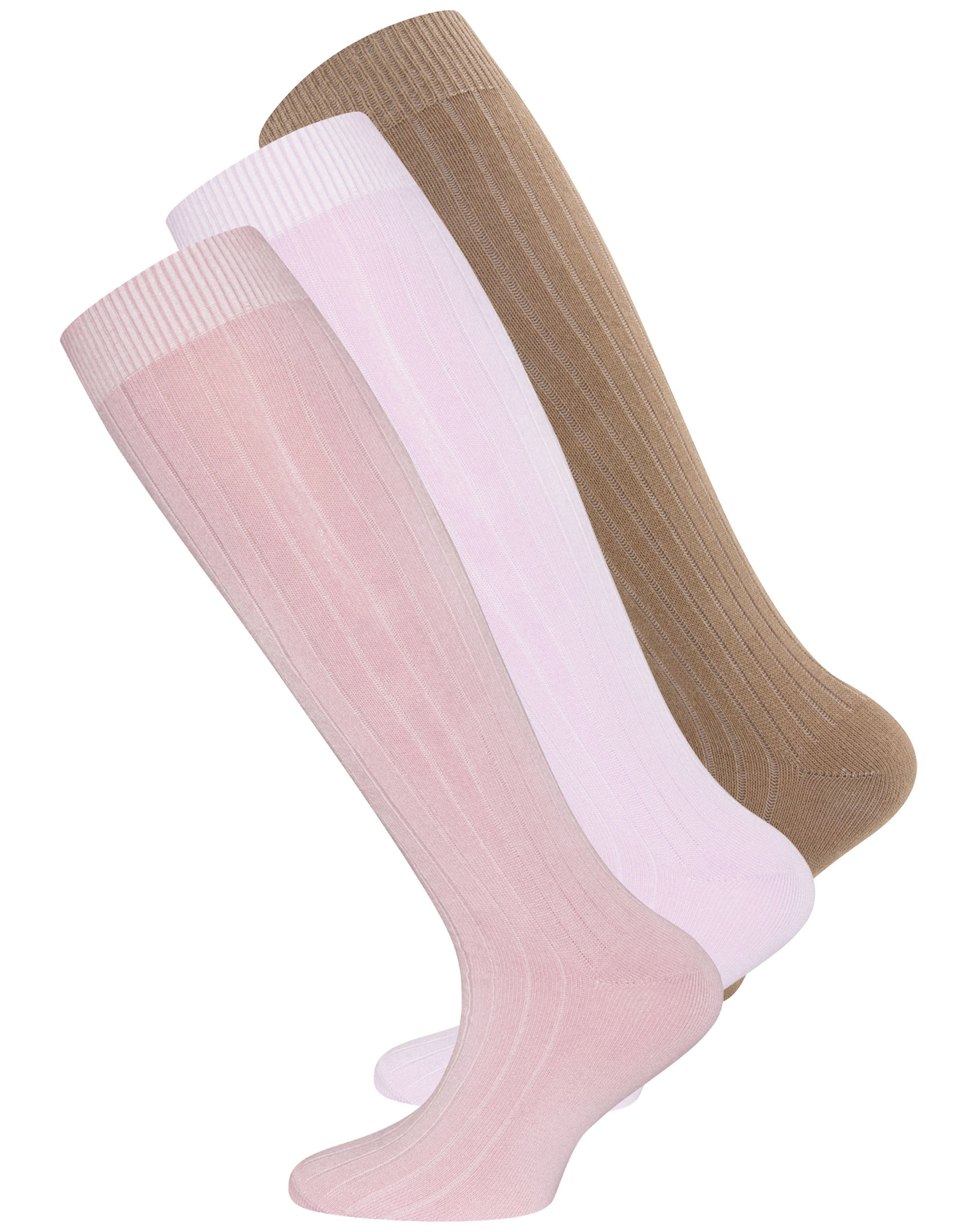 Kniestrumpf RIPPE LAVISH 3er Pack in flieder/camel/wildrose