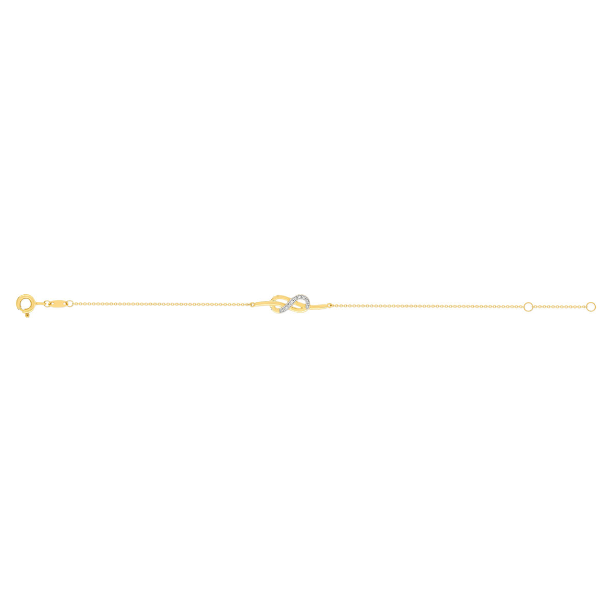Bracelet or 375 2 tons diamants infini 18 cm