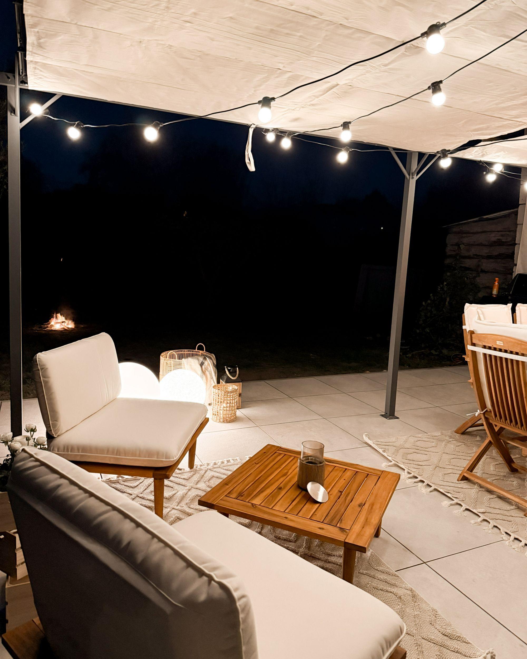 Loungeset met tafel 2-zits FRASCATI modulair Gecertificeerd acaciahout Gebroken wit