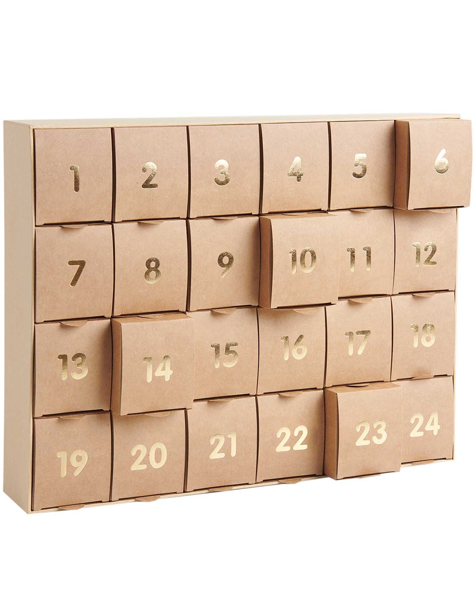Bastelset ADVENTSKALENDER in natur/gold