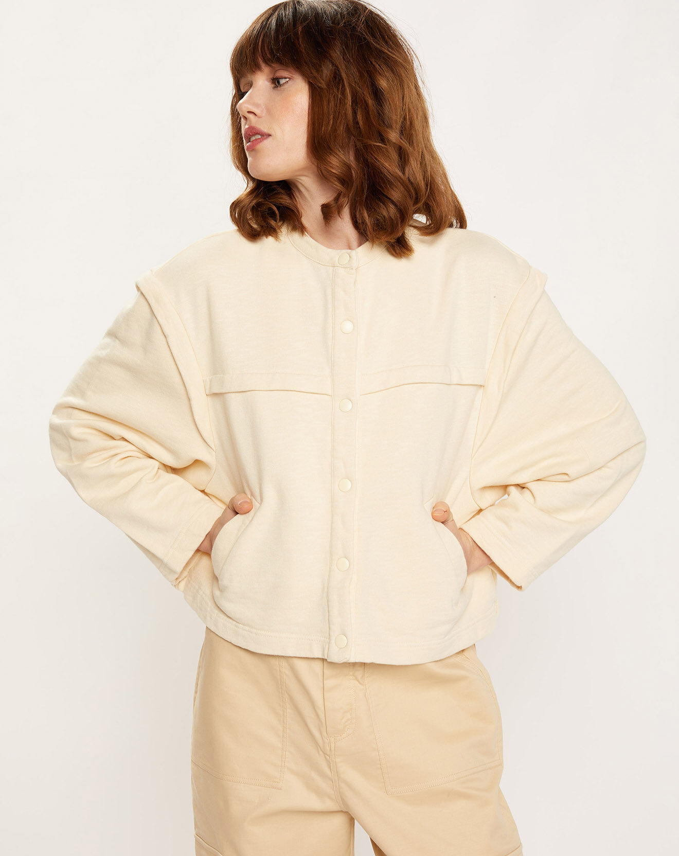 Galeries Lafayette Veste courte en Coton Léonor écrue
