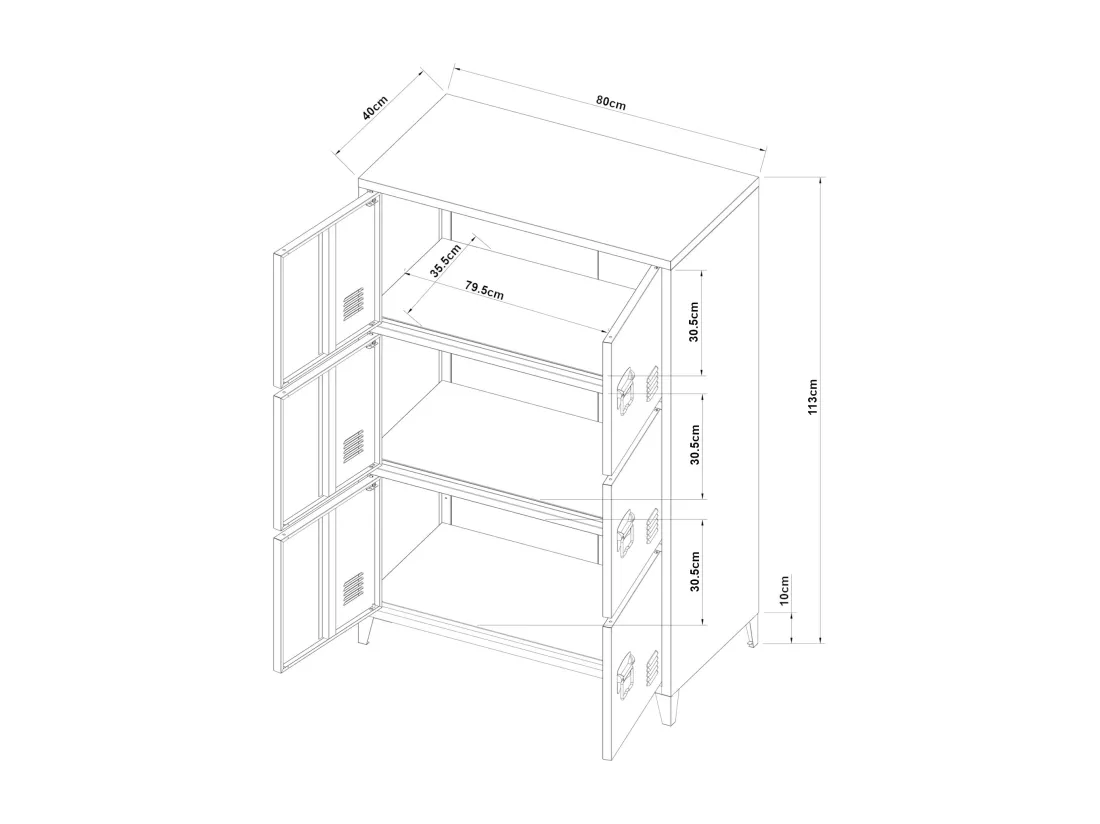 Armoire de bureau casier argentée 80 x 40 x 113 cm 03_0006325
