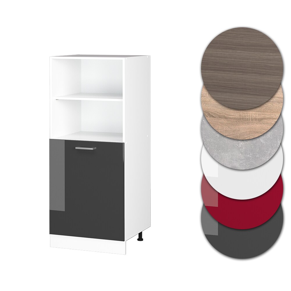 Vicco Backofenumbauschrank Küchenschrank Küchenzeile R-Line 60 cm Weiß Anthrazit kleine Tür Hochglanz