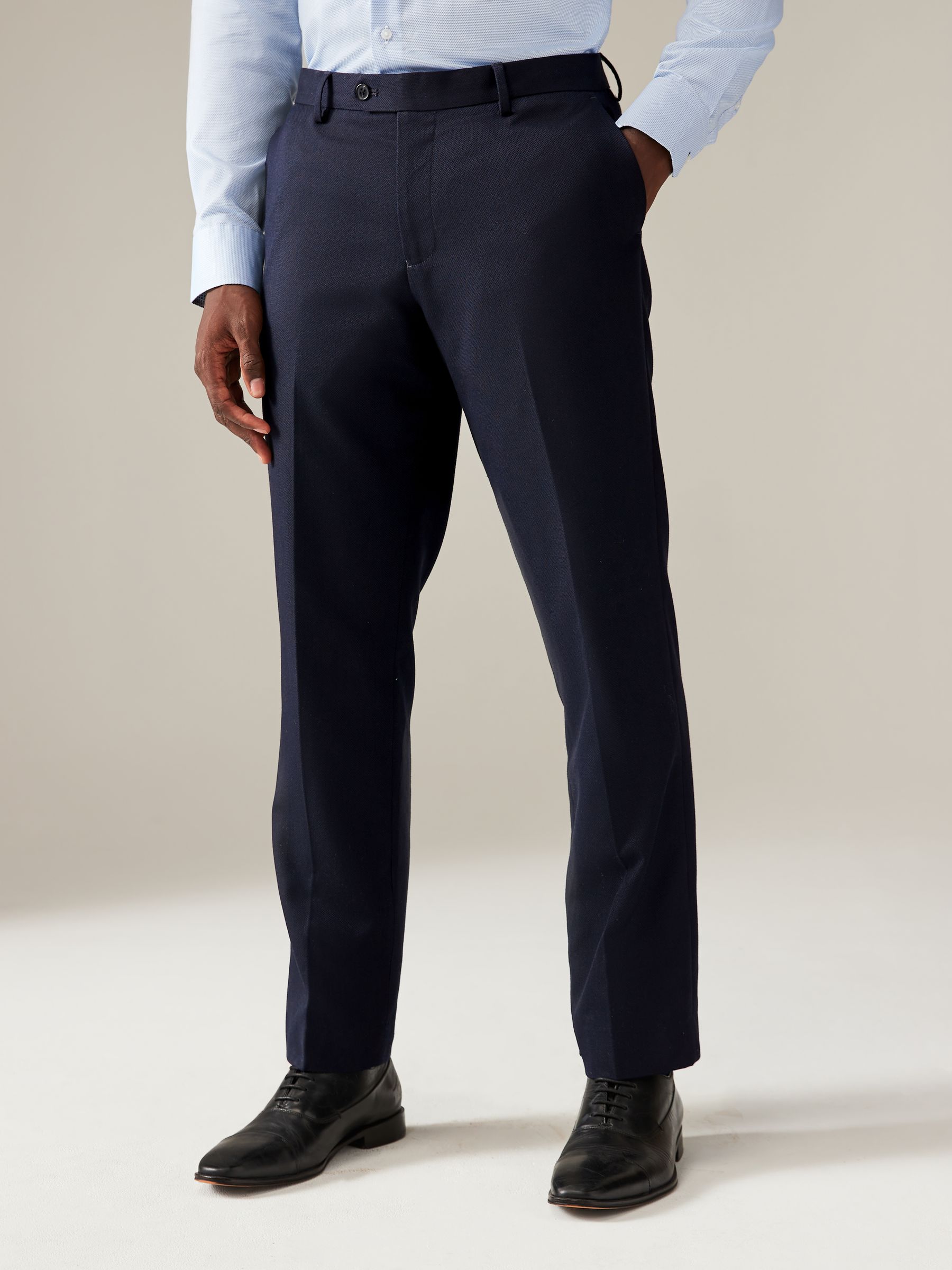 Donkerblauw - Normale Pasvorm - Kostuum met textuur: broek