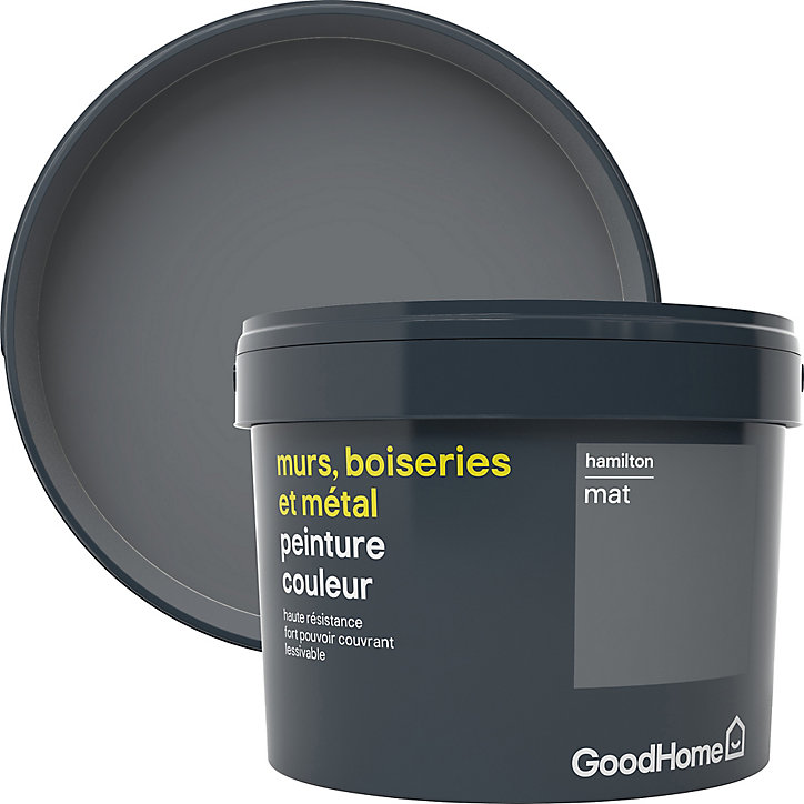 Peinture résistante murs, boiseries et métal GoodHome gris Hamilton mat 2,5L