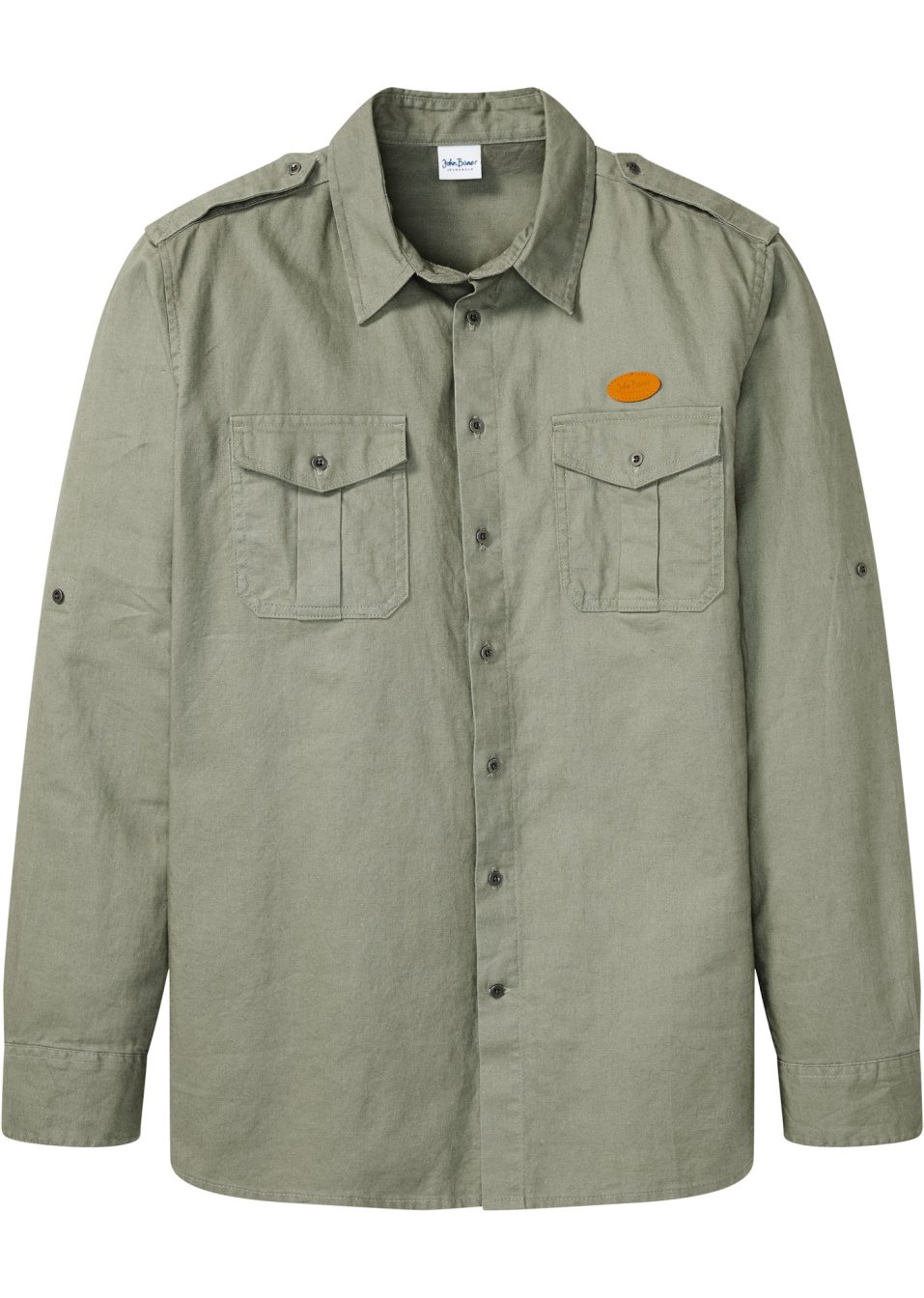 Chemise manches longues en mélange lin et coton