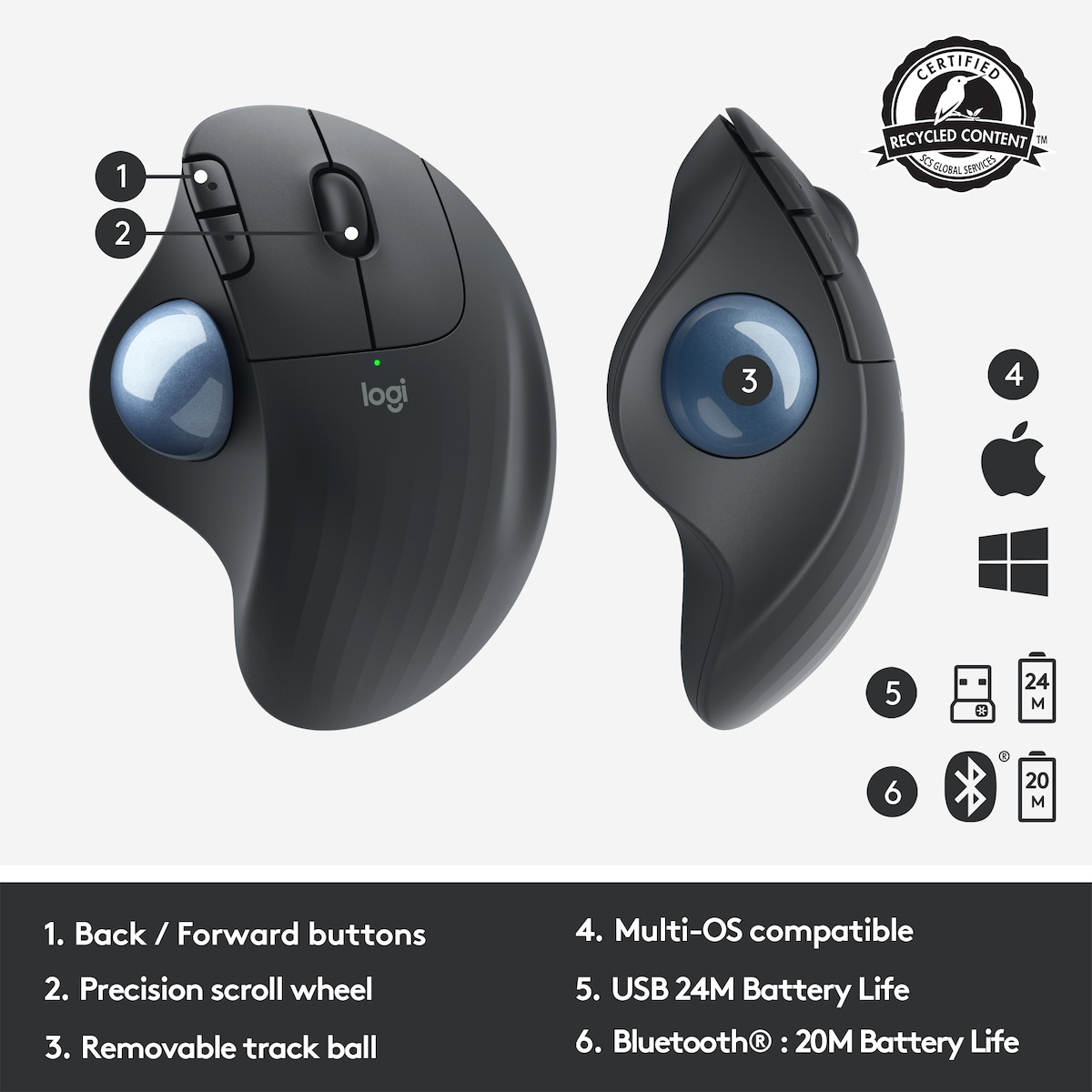 Logitech Ergo M575 mus (grafitt)