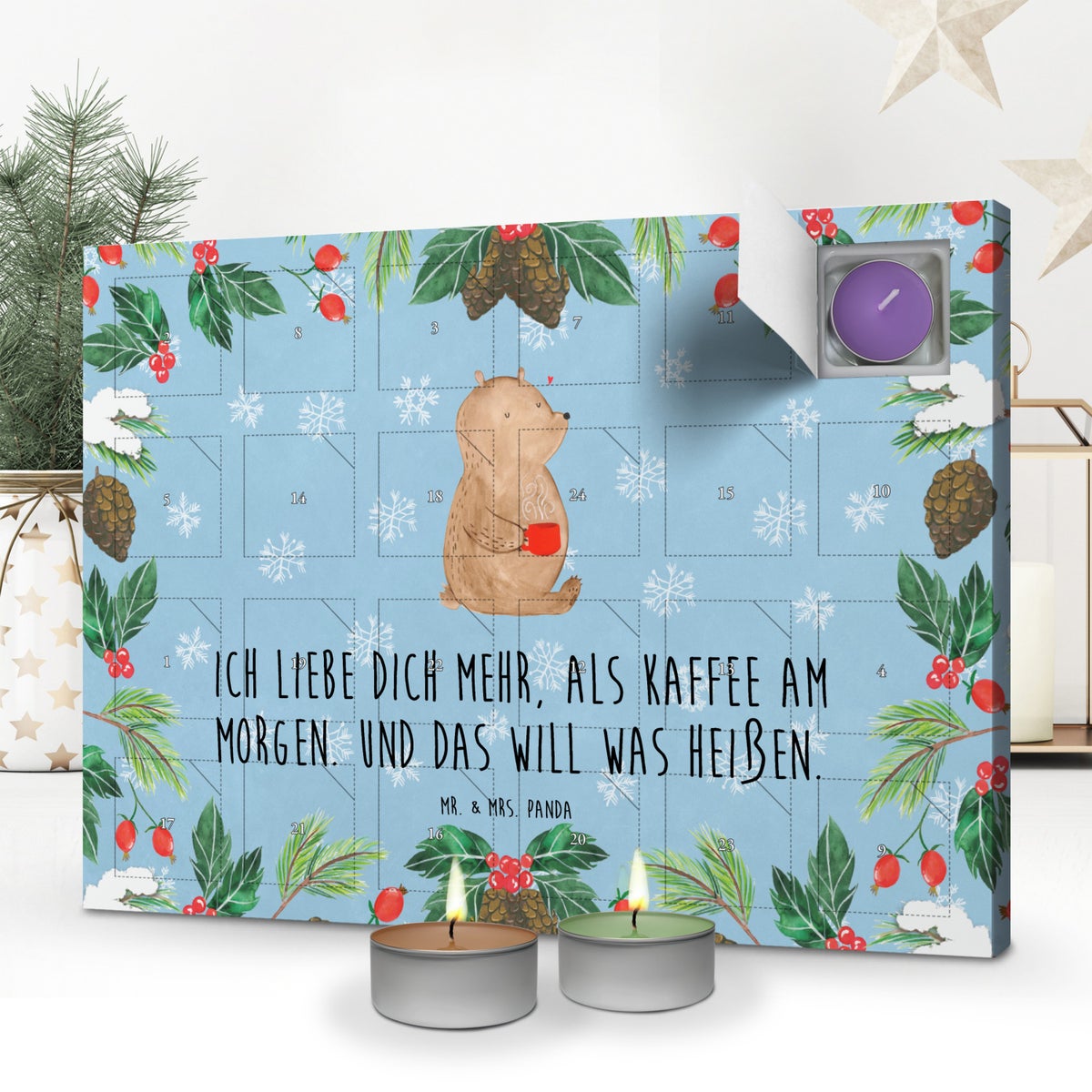 Mr. & Mrs. Panda Geurkaars Adventskalender Beer Ochtendkoffie - Pastelblauw