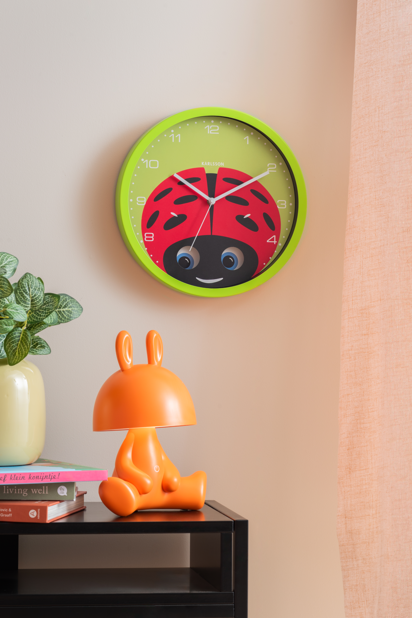 Wall clock Peekaboo Goldfish light blue