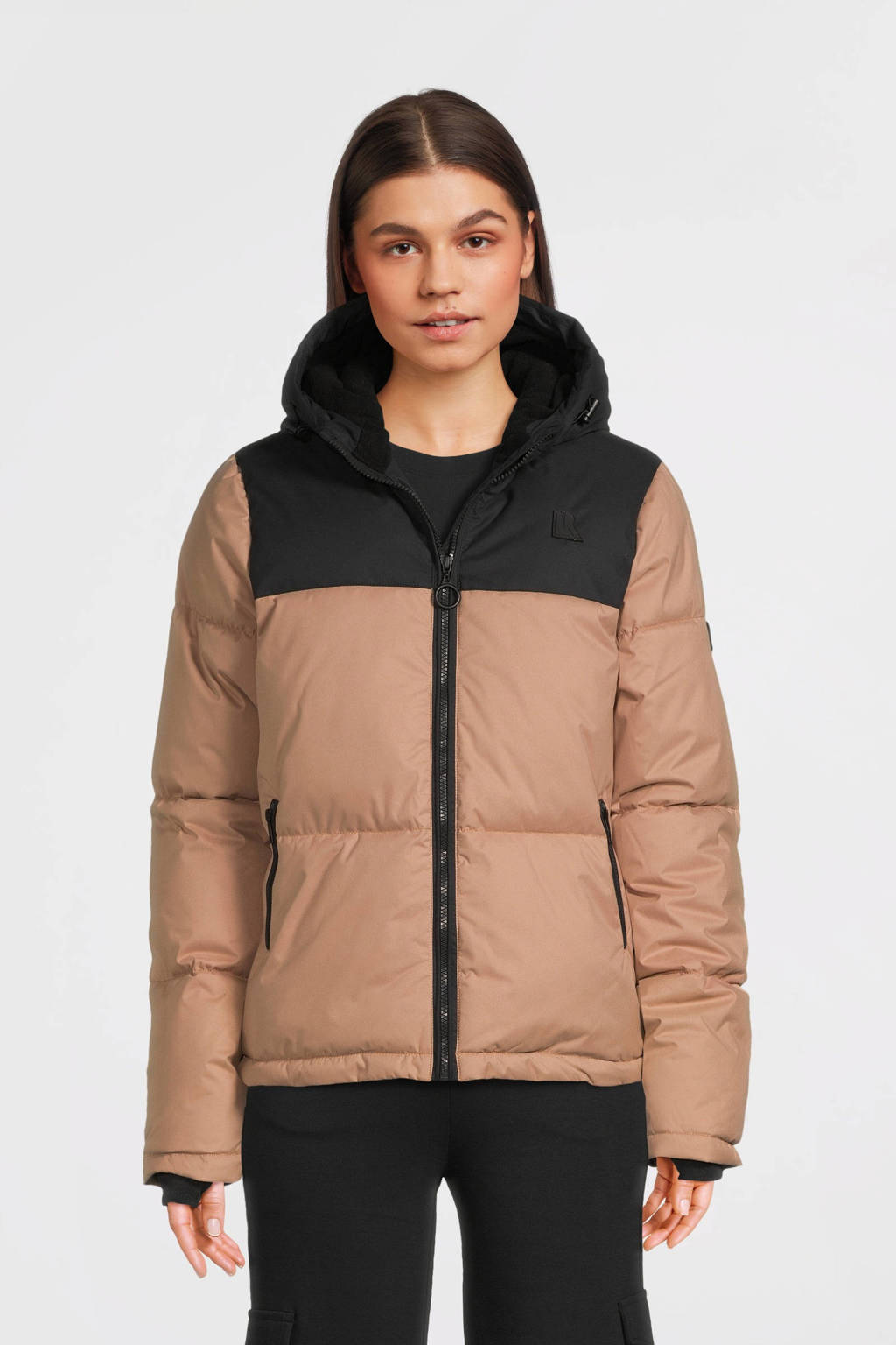 LOOXS gewatteerde jas beige/zwart