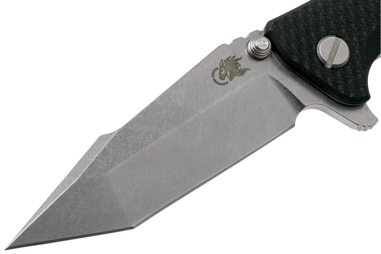 Rick Hinderer Eklipse 3.5” Harpoon Tanto, CPM 20CV, Stonewashed, Black G10 zakmes