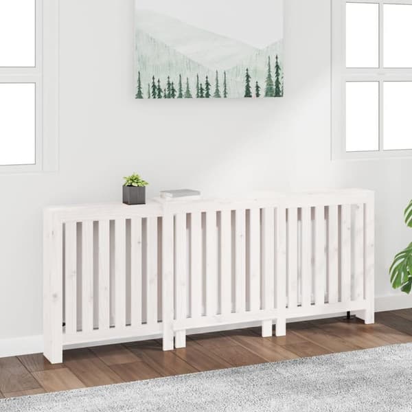vidaXL Radiatordeksel hvit 210x21x85 cm heltre furu