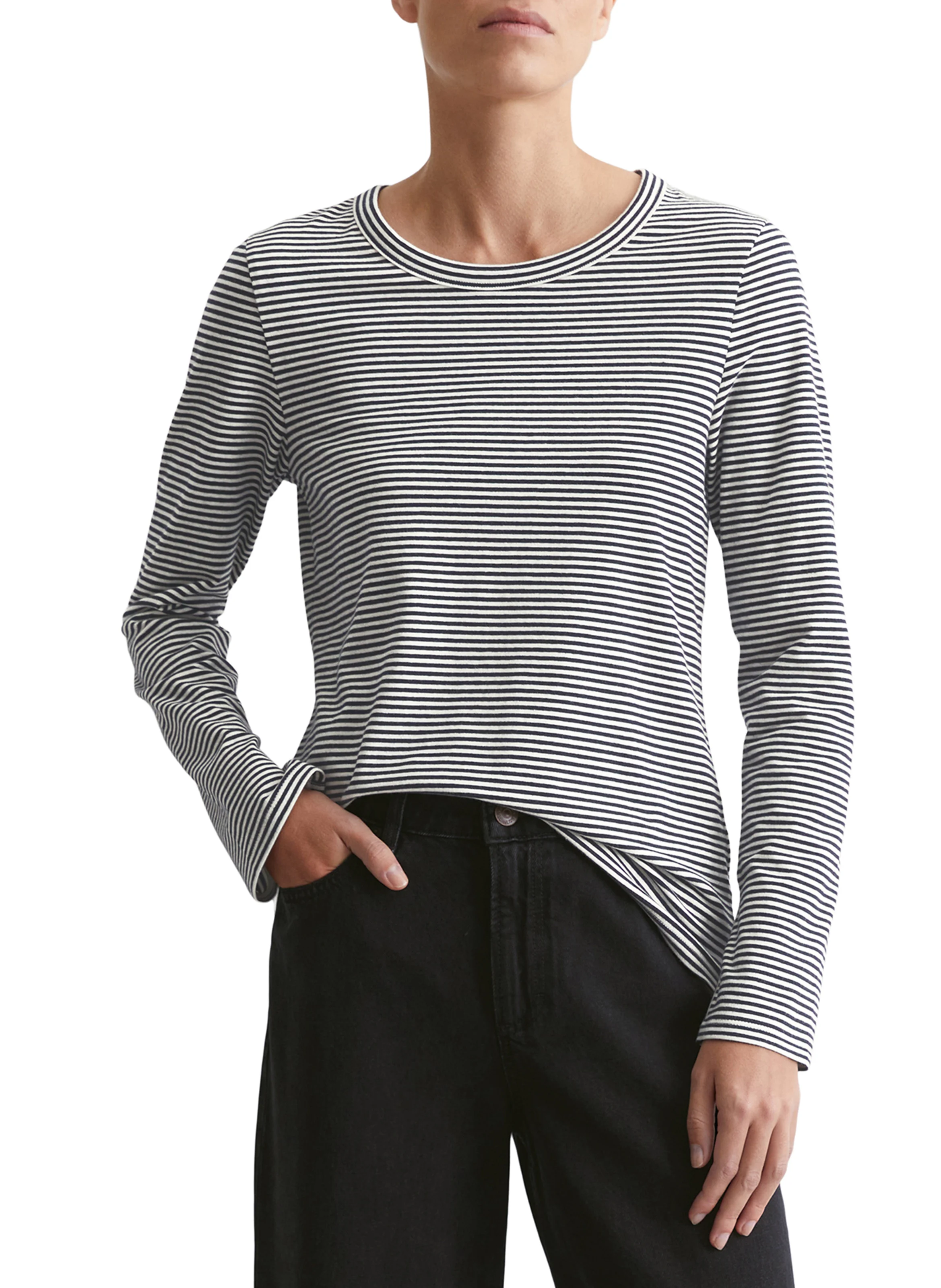 Tee-shirt rayé en coton mélangé | Bleu