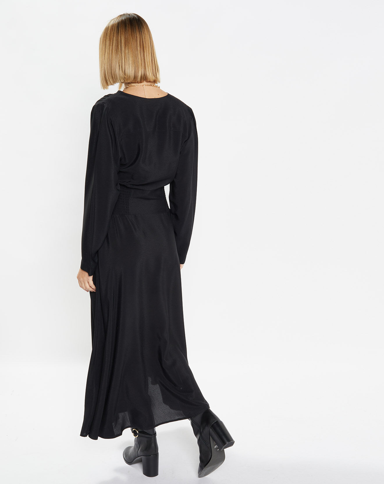 Galeries Lafayette Robe mi-longue Melisse fluide fibres Ecovero® noire