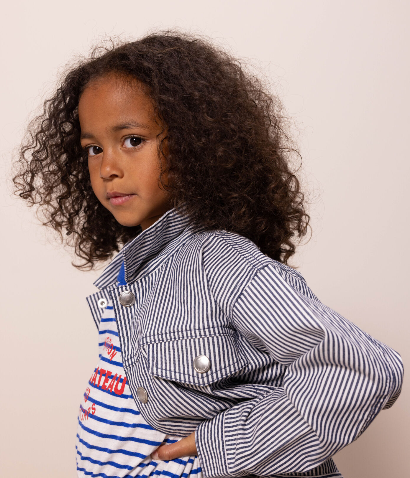 Veste en toile de coton rayée enfant fille